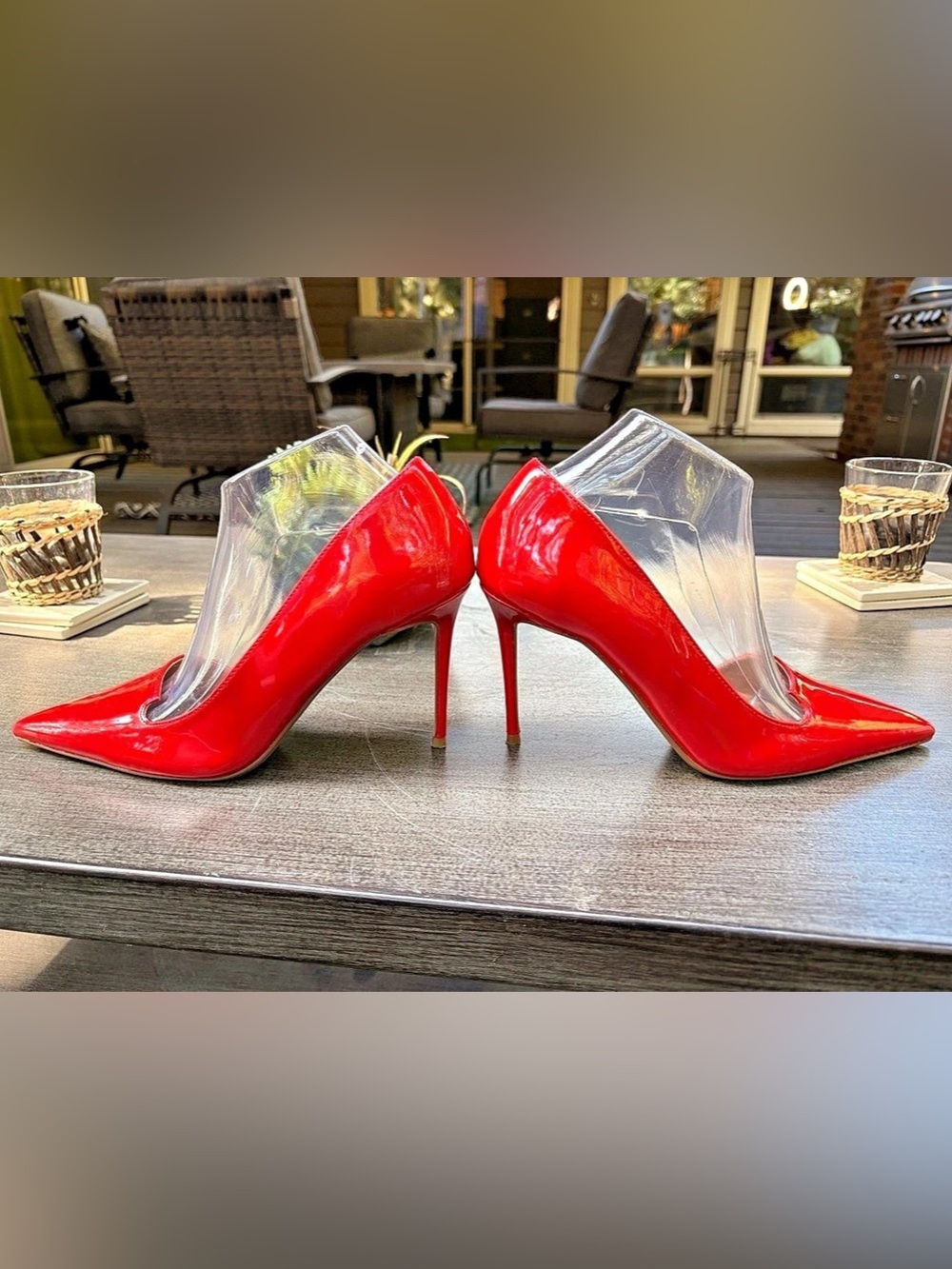 👠😍 Express Red Patent Pointed Toe D’Orsay Stiletto Pumps Heels Size 9